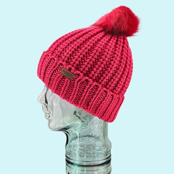Barbour Saltburn Hat Beanie Pink Dahlia Faux Fur Pom Pom Cottagecore Barbiecore main image 5